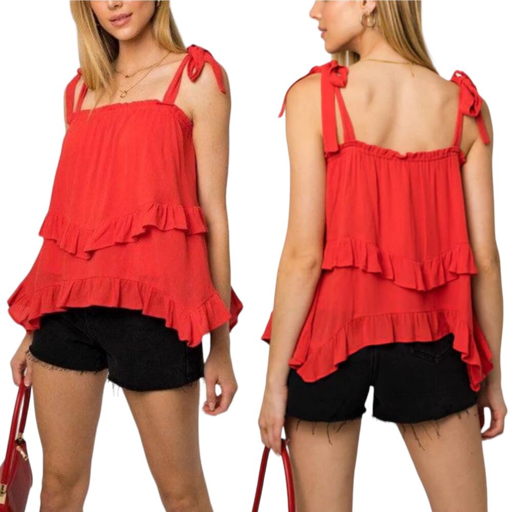 Coral Ruffle Top Size S